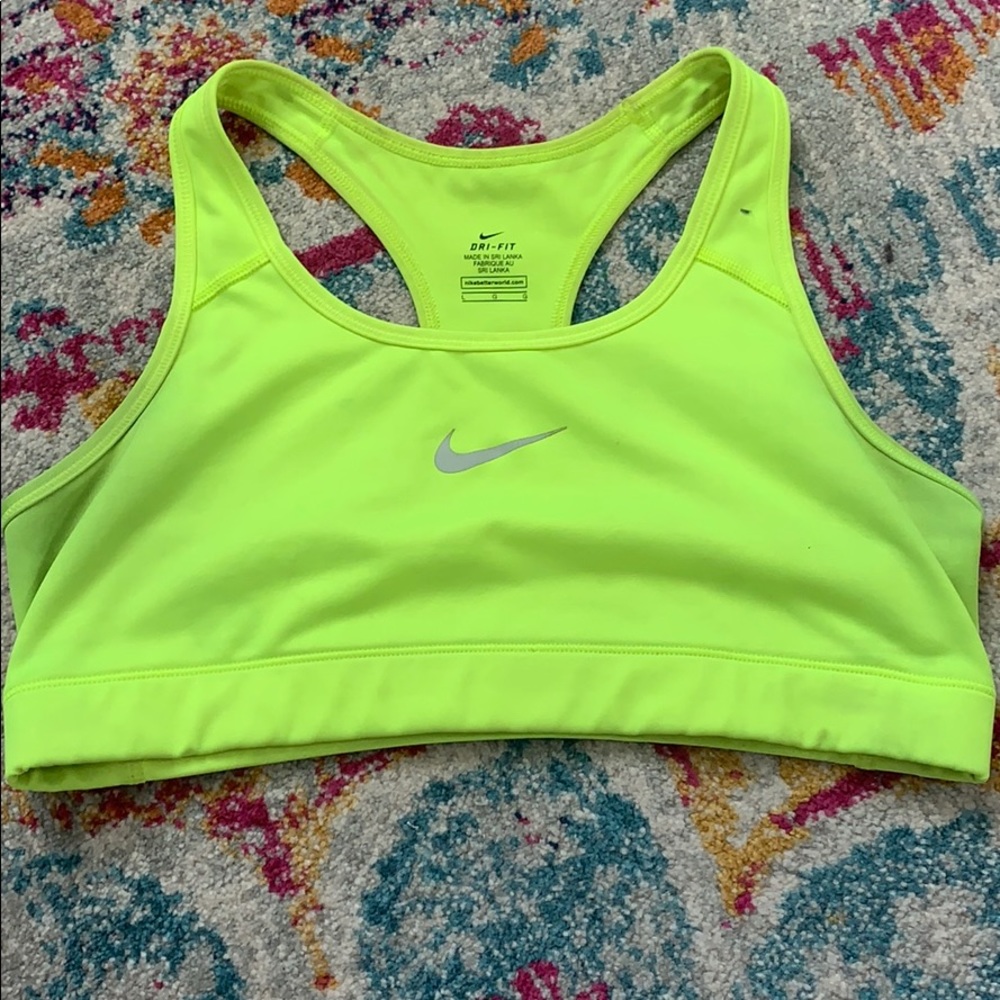 Neon Yellow Nike Dri-Fit Sports Bra